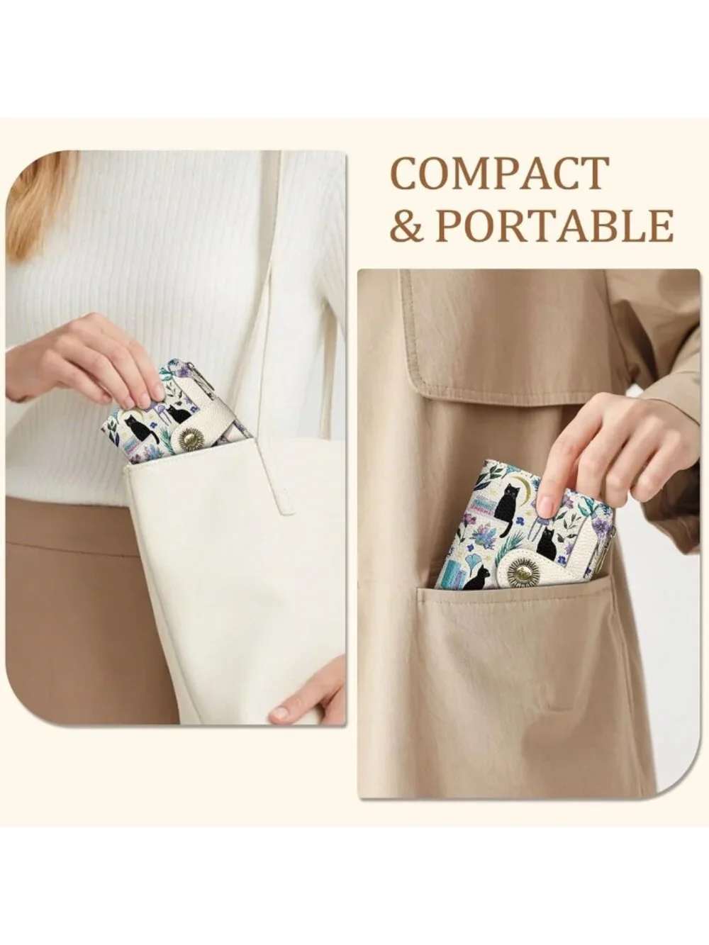 Cute Cat Bifold Wallet for Women | RFID Blocking Small Credit Card Holder